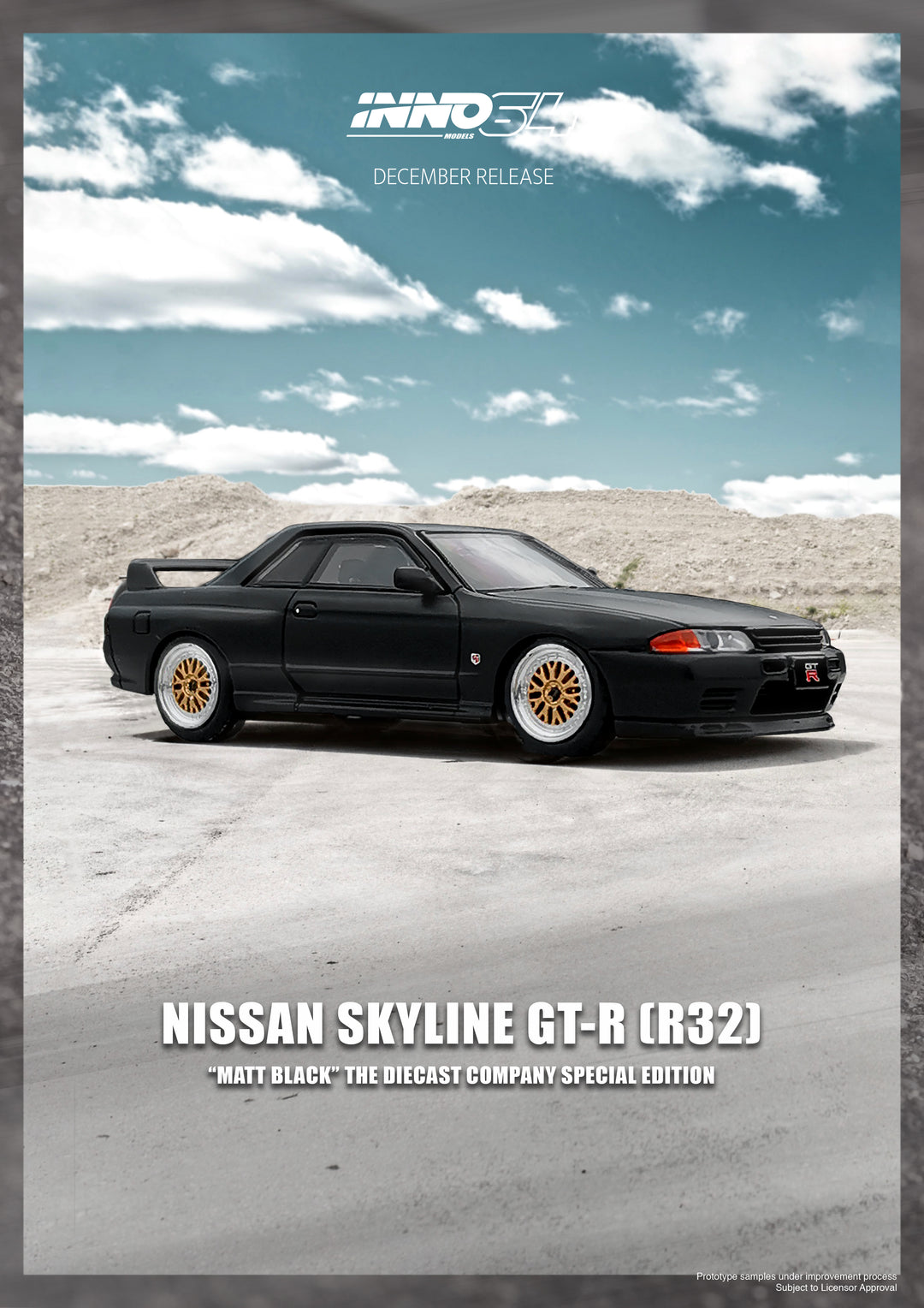Inno64 1:64 Nissan Skyline GTR (R32) Matt Black The Diecast Company Special Edition