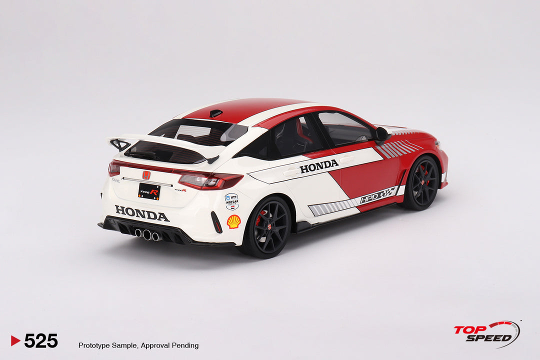 Topspeed 1:18 Honda Civic TYPE R #1 2023 Pace Car Red TS0525 Rear