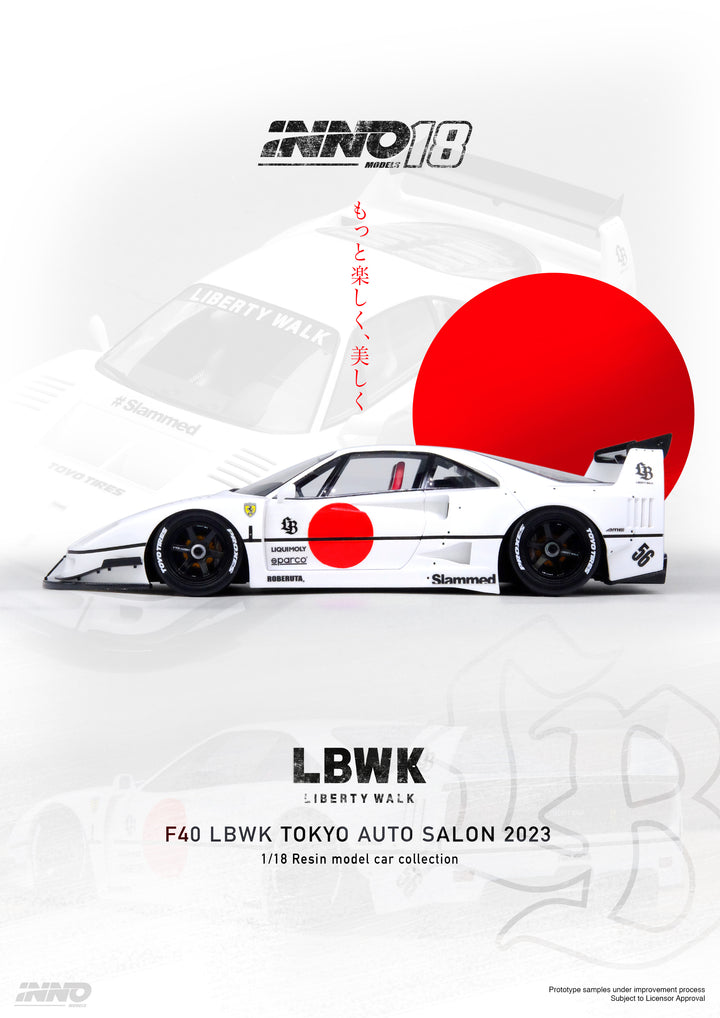 INNO 18 1:18 LBWK F40 White Tokyo Auto Salon 2023 IN18R-LBWKF40-TAS23