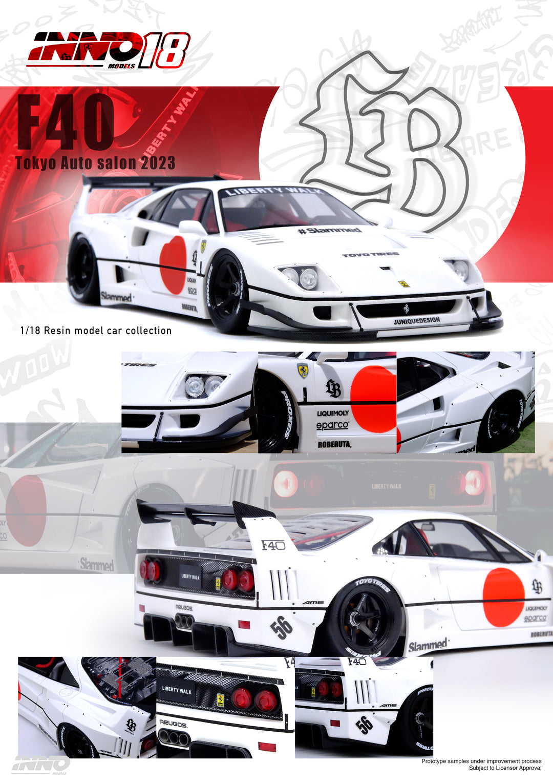 INNO 18 1:18 LBWK F40 White Tokyo Auto Salon 2023 IN18R-LBWKF40-TAS23