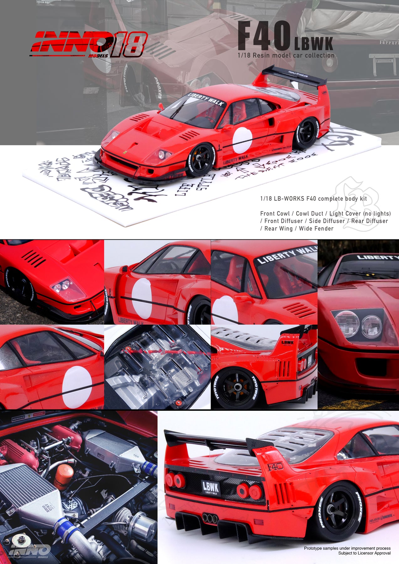 INNO 18 1:18 LBWK F40 Red IN18R-LBWKF40-RED – Horizon Diecast