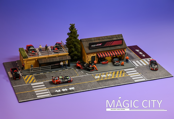 [Preorder] Magic City 1:64 Diorama ADVAN Tuner Shop & Bus Stop