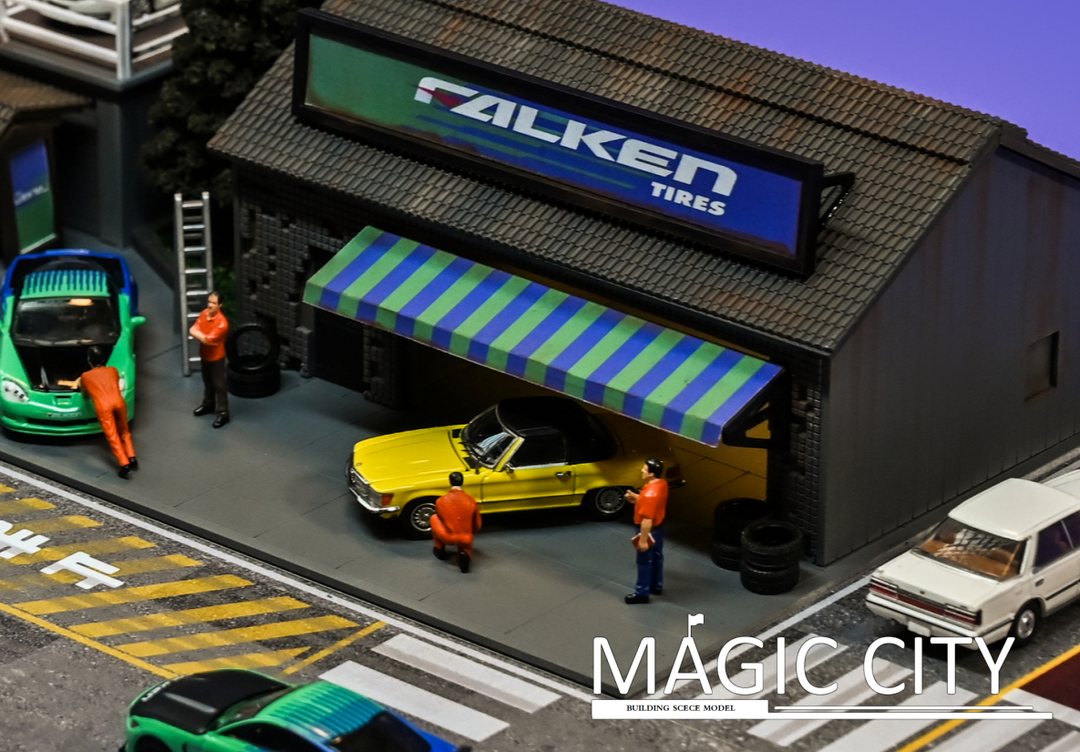 [Preorder] Magic City 1:64 Diorama FALKEN Tuner Shop & Bus Stop