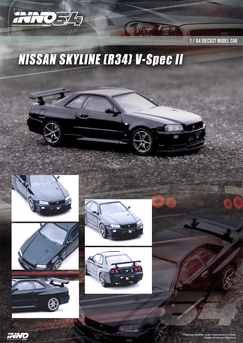 Inno64 1:64 Nissan Skyline GT-R (R34) V-SPEC II BLACK IN64-R34VS-BLA