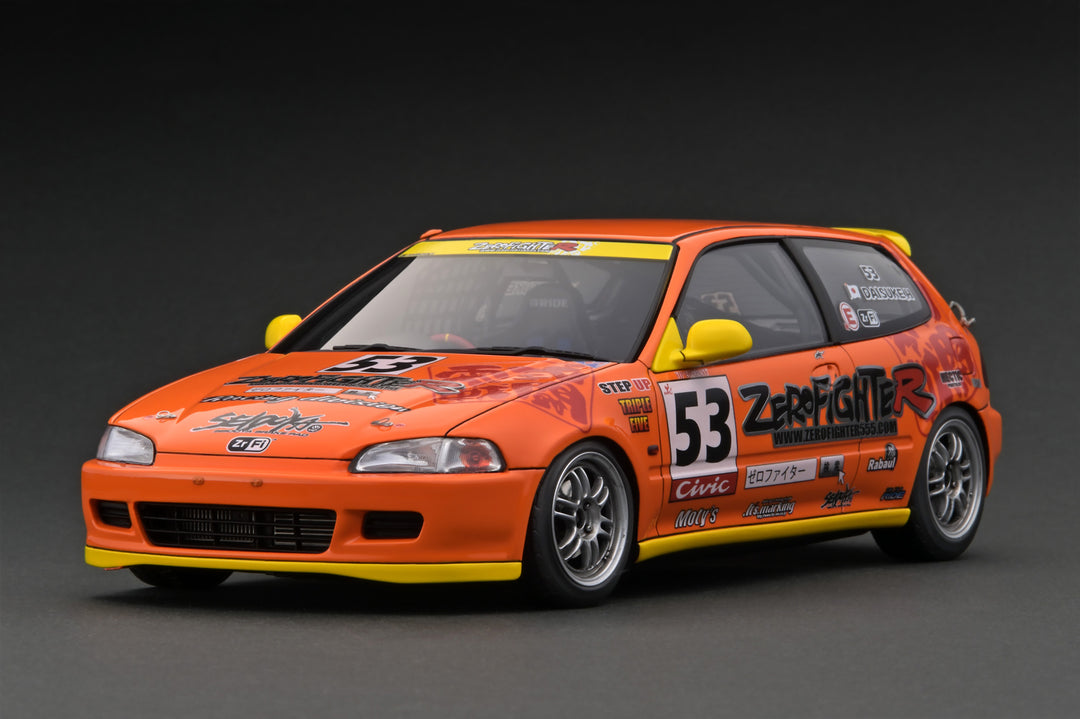 IG 1:18 Honda Civic (EG6) Orange ZERO FIGHTER With VTEC (B16A) Engine