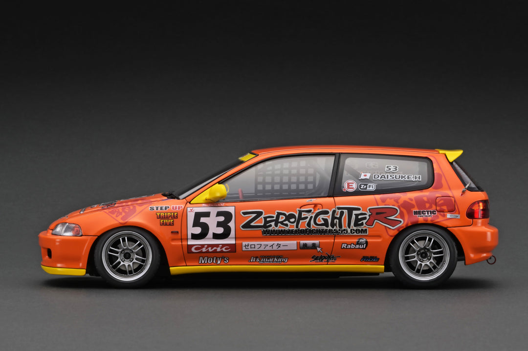 IG 1:18 Honda Civic (EG6) Orange ZERO FIGHTER With VTEC (B16A) Engine