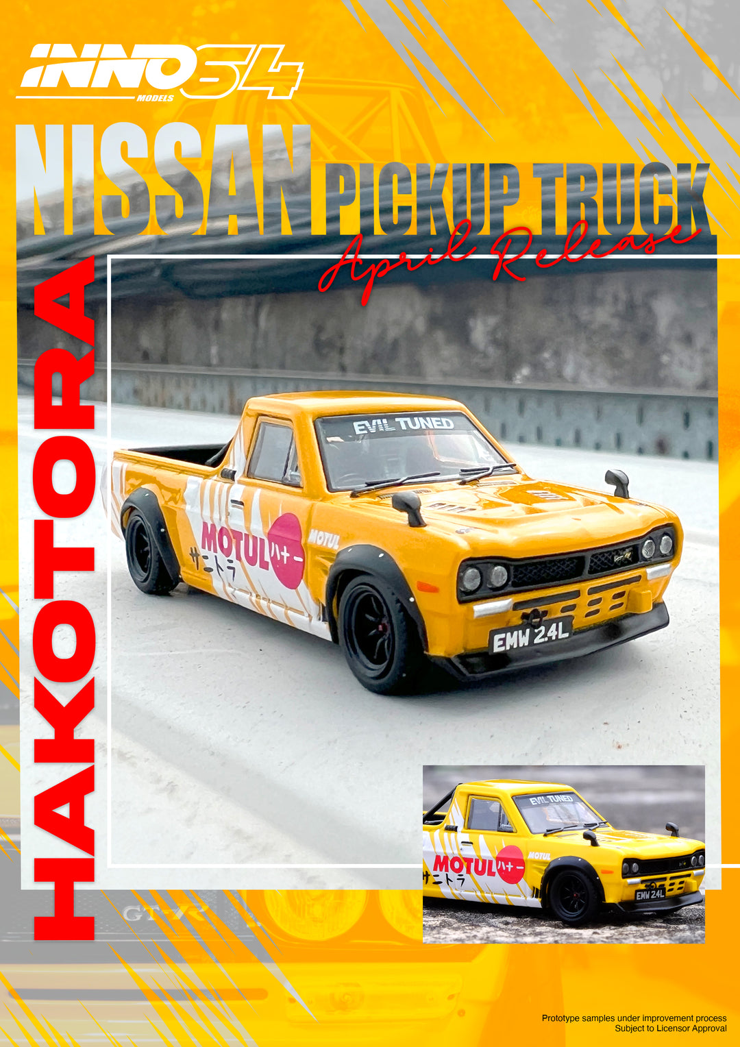 [Preorder] Inno64 1:64 Nissan Hakotora Pick Up Truck "MOTUL" Livery