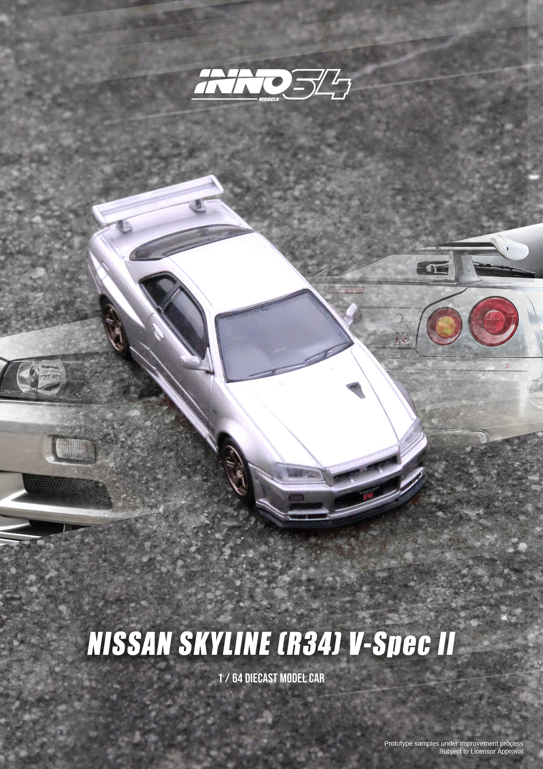 [Preorder] Inno64 1:64 Nissan Skyline GTR (R34) V-Spec II Silver