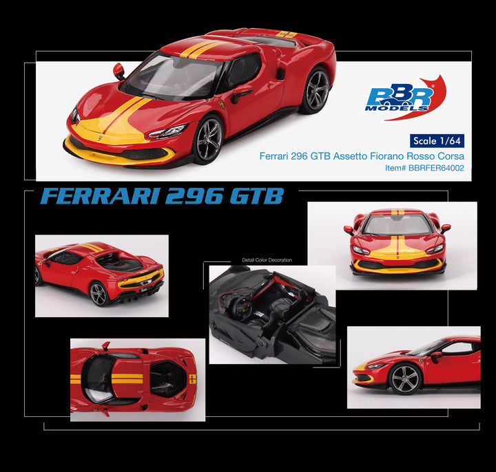 [Preorder] BBR 1:64 Ferrari 296 GTB Assetto Fiorano Rosso Corsa