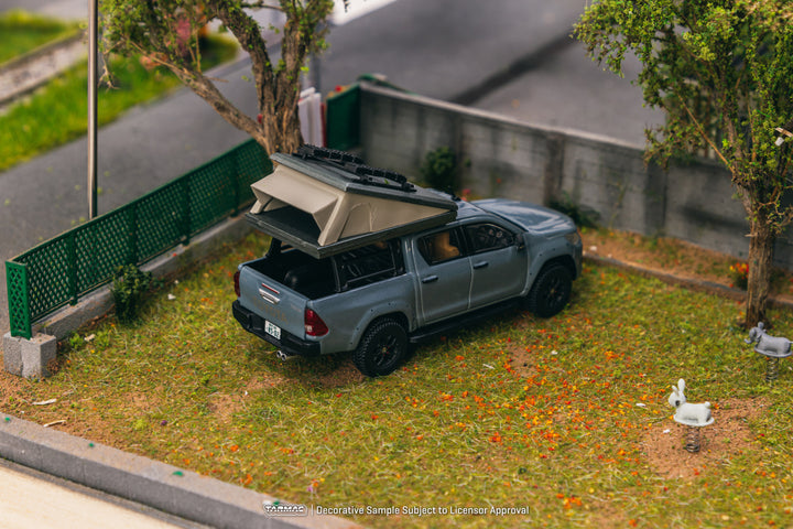 Tarmac Works 1:64 Toyota Hilux Grey With Camping Tent T64R-041-CAMP