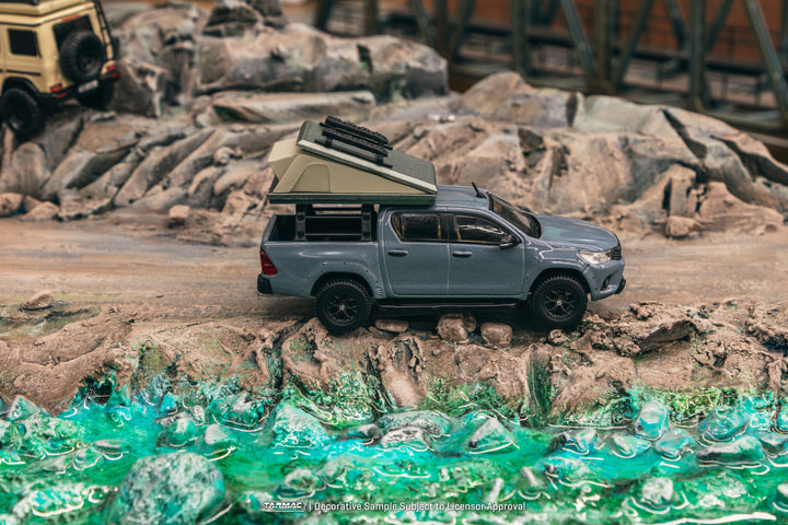 [Preorder] Tarmac Works 1:64 Toyota Hilux Grey With Camping Tent