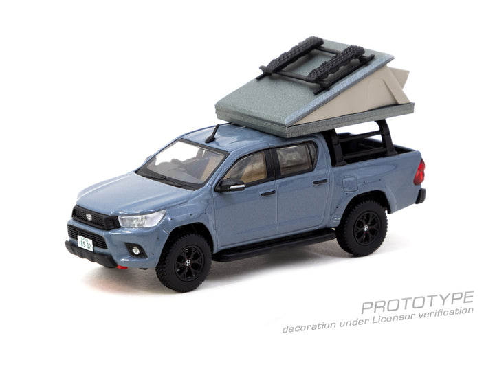[Preorder] Tarmac Works 1:64 Toyota Hilux Grey With Camping Tent
