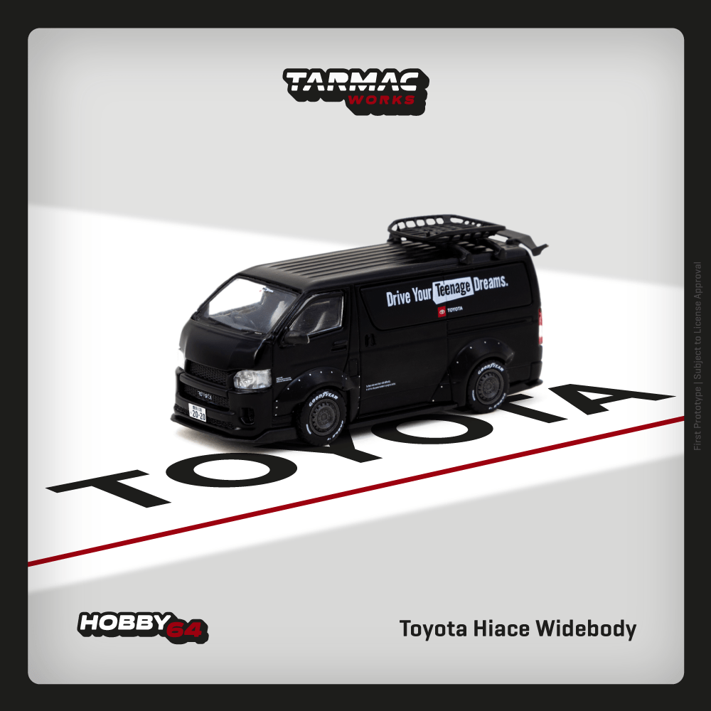 [Preorder] Tarmac Works 1:64 Toyota Hiace Widebody Black with Roof Rack