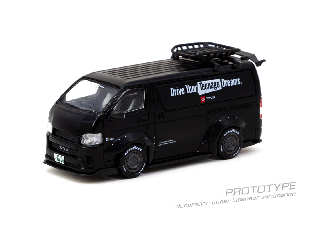 [Preorder] Tarmac Works 1:64 Toyota Hiace Widebody Black with Roof Rack