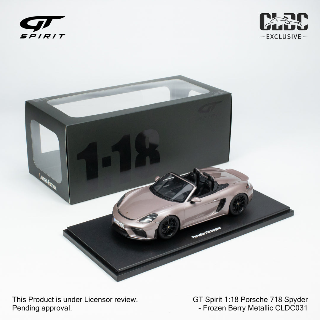 [Preorder] GT Spirit 1:18 Porsche 718 Spyder - Frozen Berry Metallic CLDC Exclusive
