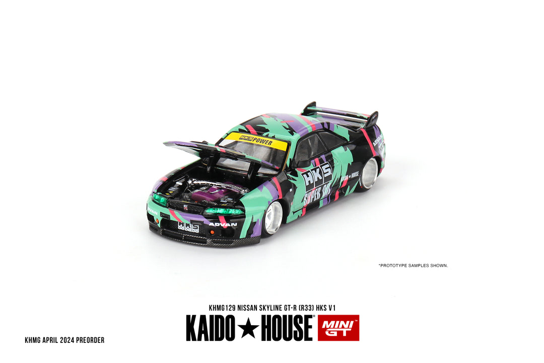 Kaido House + Mini GT 1:64 Nissan Skyline GT-R (R33) HKS V1 KHMG129