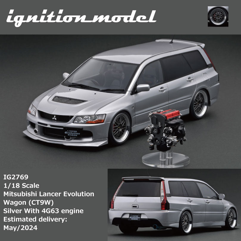 [Preorder] Ignition Model 1:18 Mitsubishi Lancer Evolution Wagon (CT9W) Silver with 4G63 Engine