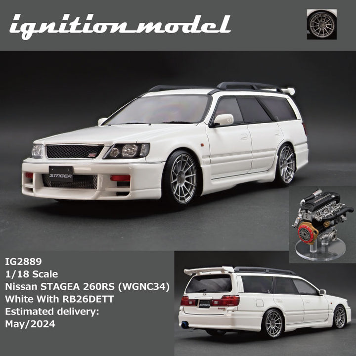 [Preorder] Ignition Model 1:18 Nissan STAGEA 260RS (WGNC34) White With RB26DETT Engine