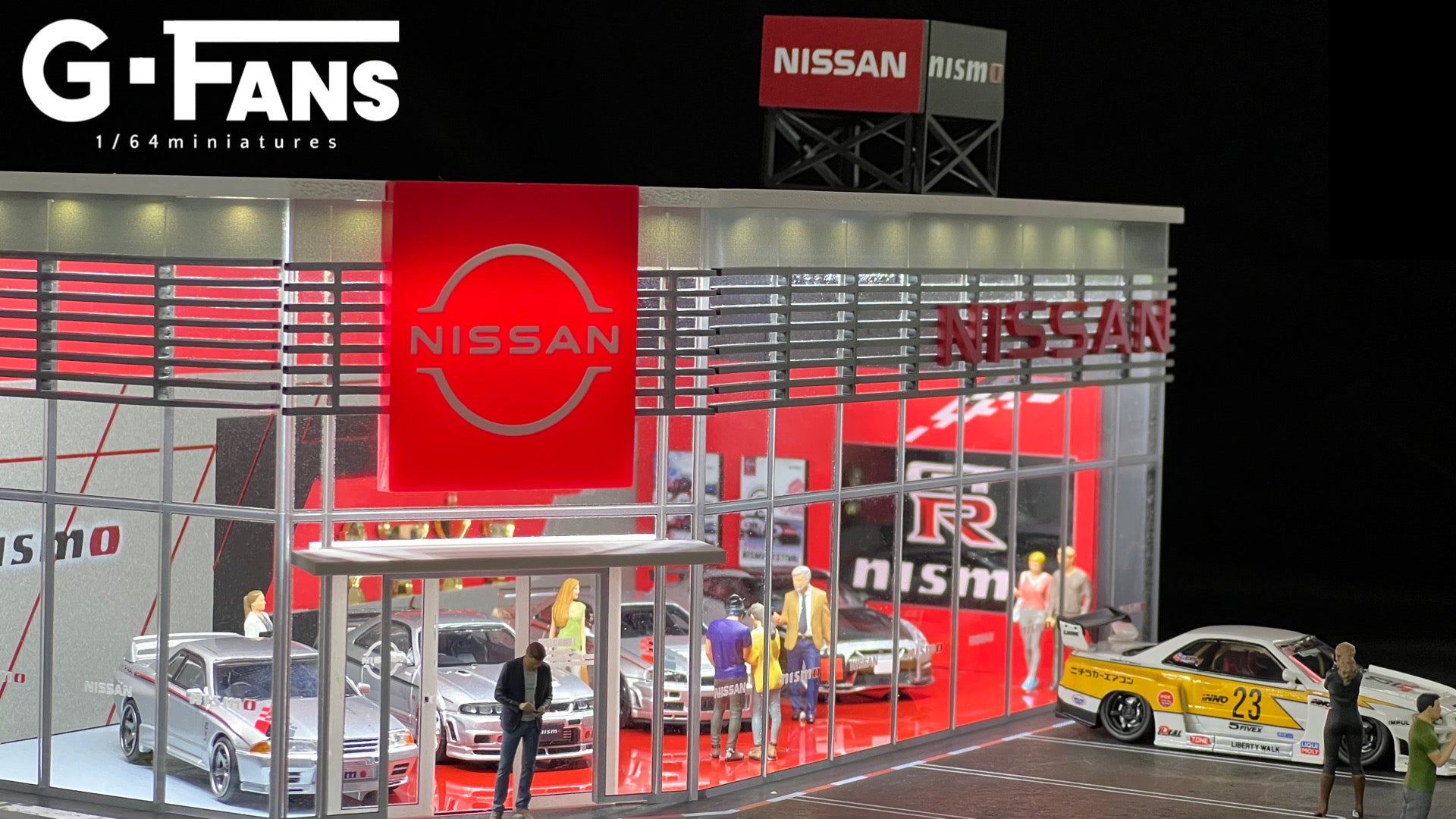 NISSAN展示用セット 1/64 ジオラマ Preorder] G-Fans 1:64 Nissan Nismo Dealership Diorama 710036