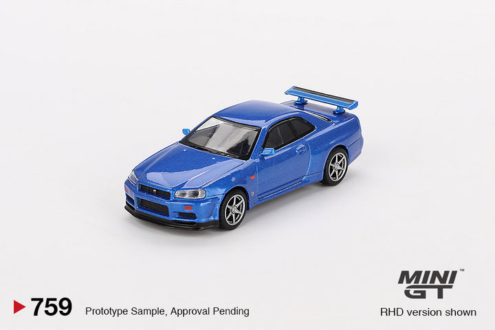 [Preorder] Mini GT 1:64 Nissan Skyline GT-R (R34) V-Spec Bayside Blue MGT00759