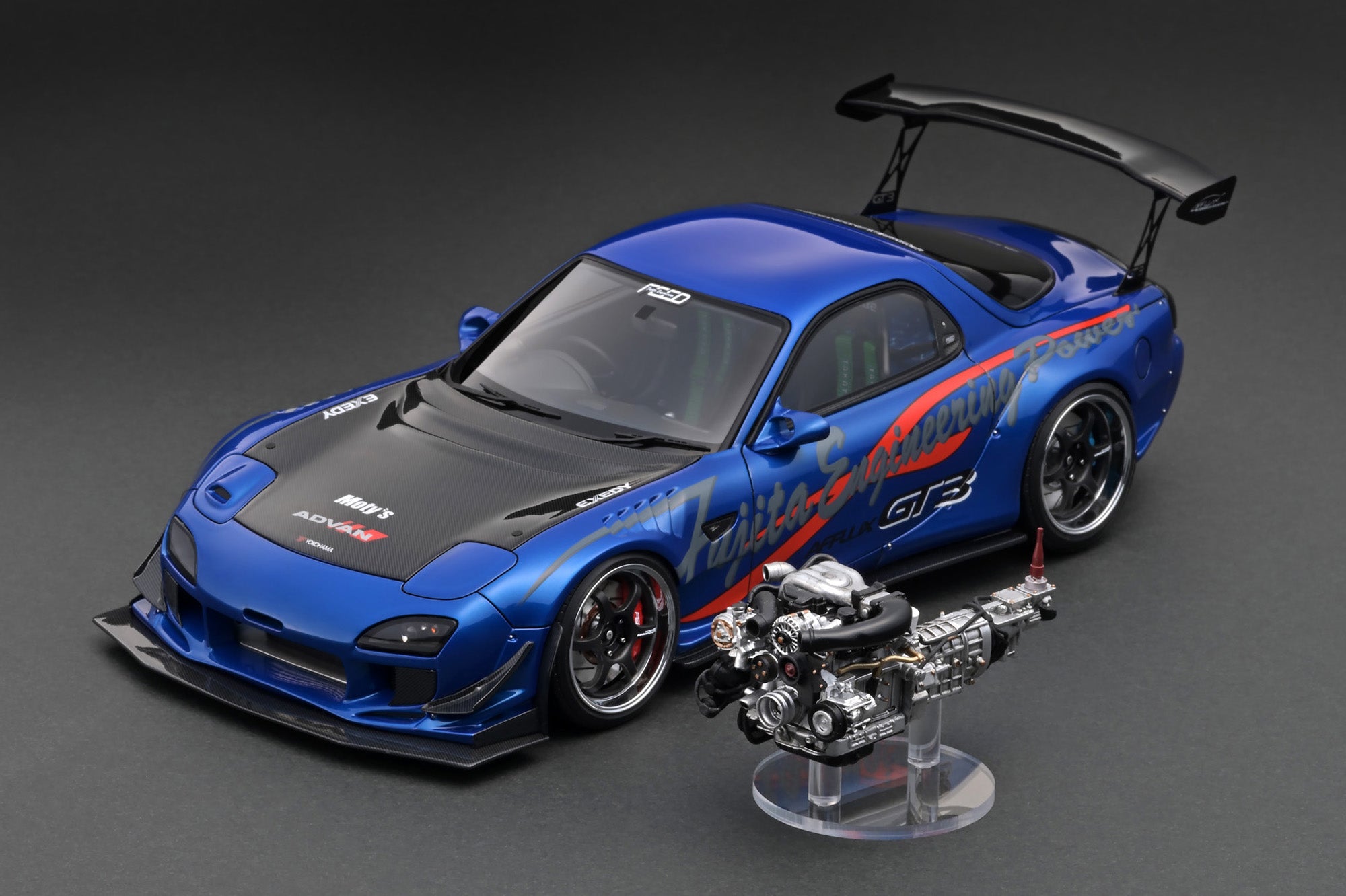 Ignition Model 1:18 FEED Afflux GT3 (FD3S) Blue Metallic With 13B Engi –  Horizon Diecast