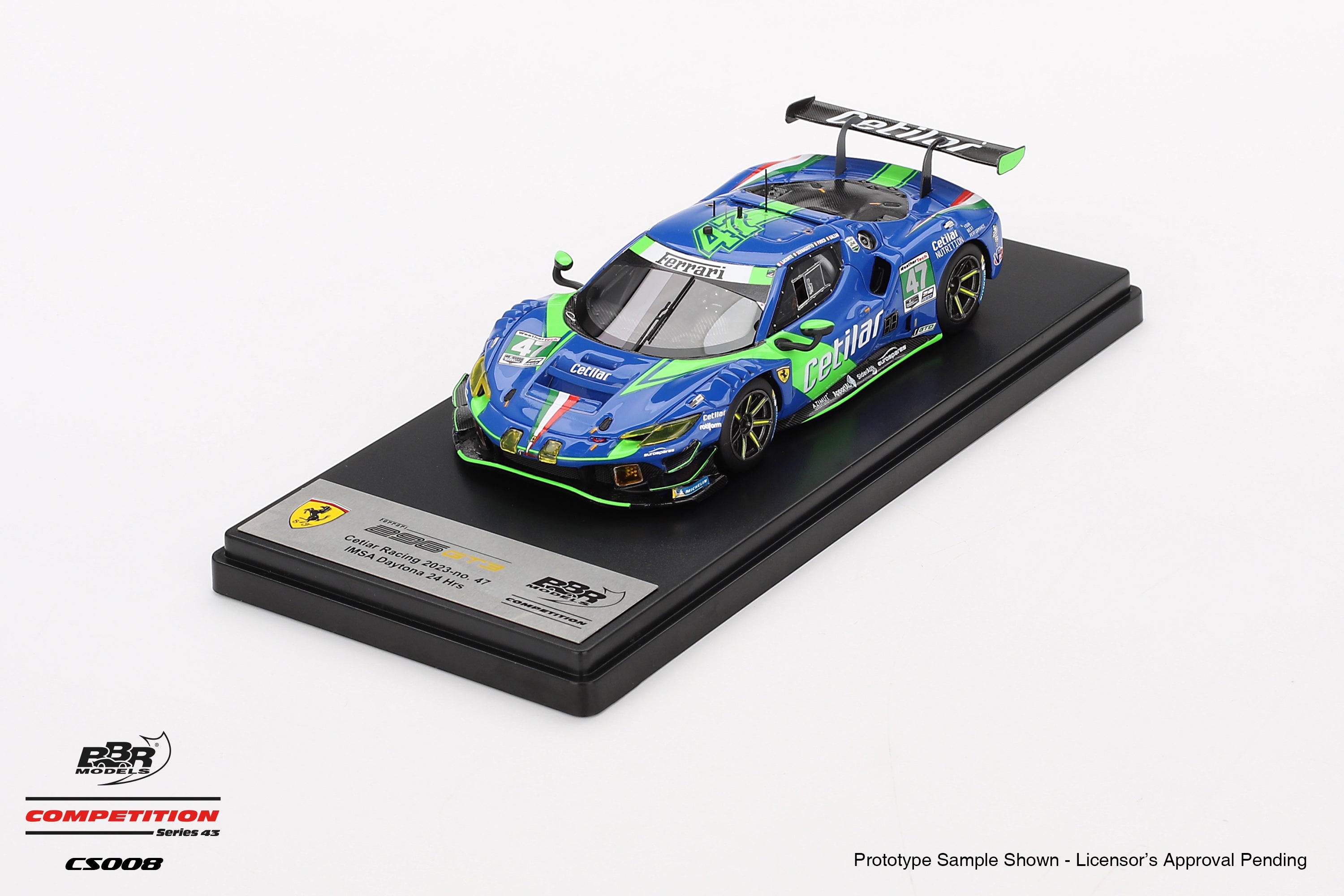 BBR 1:43 Ferrari 296 GT3 #47 Cetilar Racing 2023 IMSA Daytona 24
