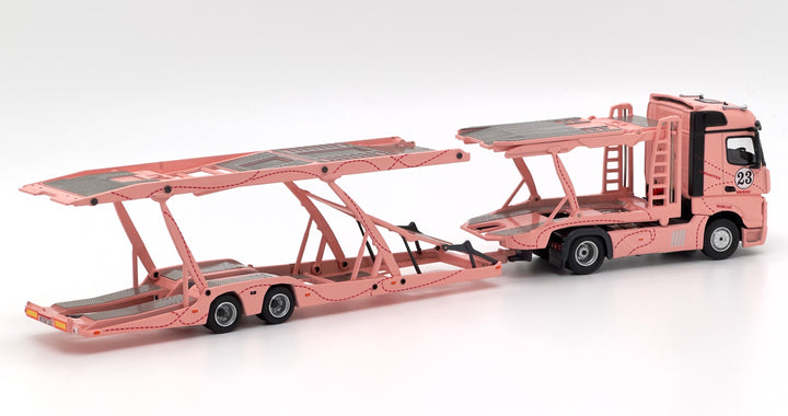 [Preorder] Unique Model 1:64 Mercedes-Benz Actros Double Deck Transporter Pink Pig Livery