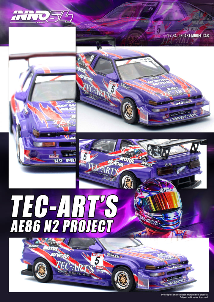 Inno64 1:64 TOYOTA SPRINTER TRUENO AE86 N2 PROJECT BY Tec-Art's IN64-AE86N2-TECART