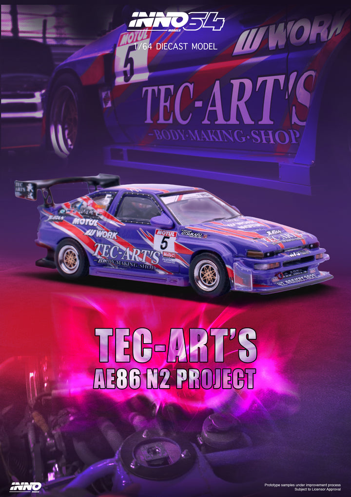 Inno64 1:64 TOYOTA SPRINTER TRUENO AE86 N2 PROJECT BY Tec-Art's IN64-AE86N2-TECART