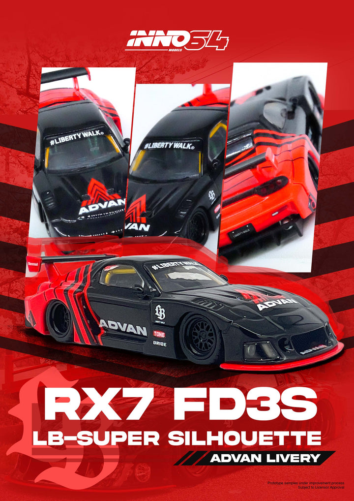 [Preorder] Inno64 1:64 LBWK MAZDA RX7 (FD3S) LB-SUPER SILHOUETTE "ADVAN LIVERY" IN64-LBWK-RX7-05