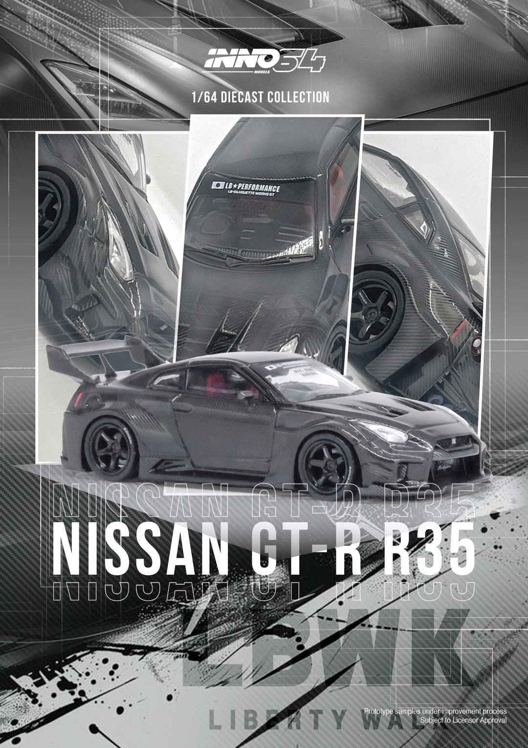 [Preorder] Inno64 1:64 NISSAN GT-R (R35) LBWK SUPER SILHOUETTE 35GT-RR Full Carbon IN64-LBWKR35-FC