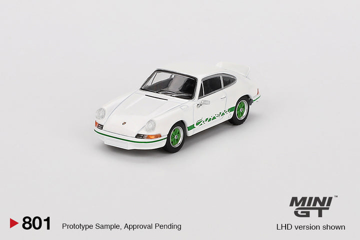 [Preorder] Mini GT 1:64 Porsche 911 Carrera RS 2.7 Grand Prix White with Green Livery MGT00801