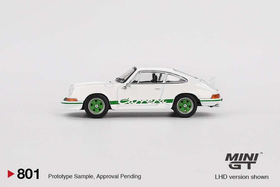 [Preorder] Mini GT 1:64 Porsche 911 Carrera RS 2.7 Grand Prix White with Green Livery MGT00801