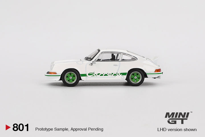 [Preorder] Mini GT 1:64 Porsche 911 Carrera RS 2.7 Grand Prix White with Green Livery MGT00801