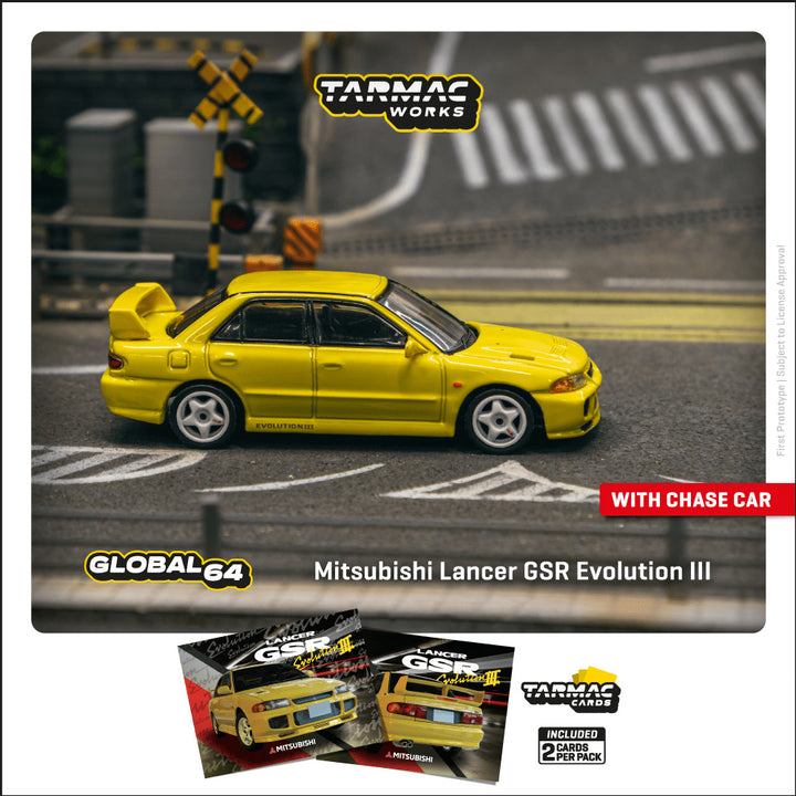 [Preorder] Tarmac Works 1:64 Mitsubishi Lancer GSR Evolution III - Yellow