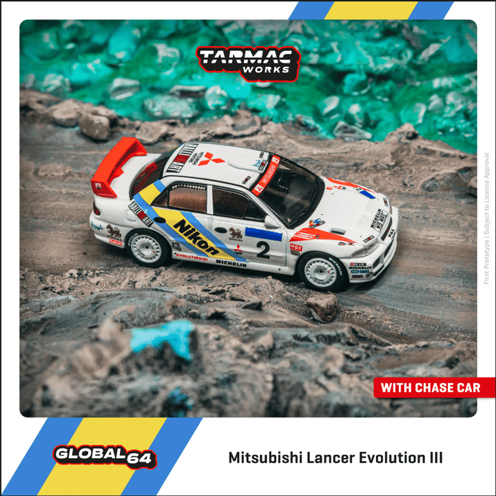 [Preorder] Tarmac Works 1:64 Mitsubishi Lancer Evolution III Hong Kong-Beijing Rally 1995 Winner K. Eriksson / S. Parmander