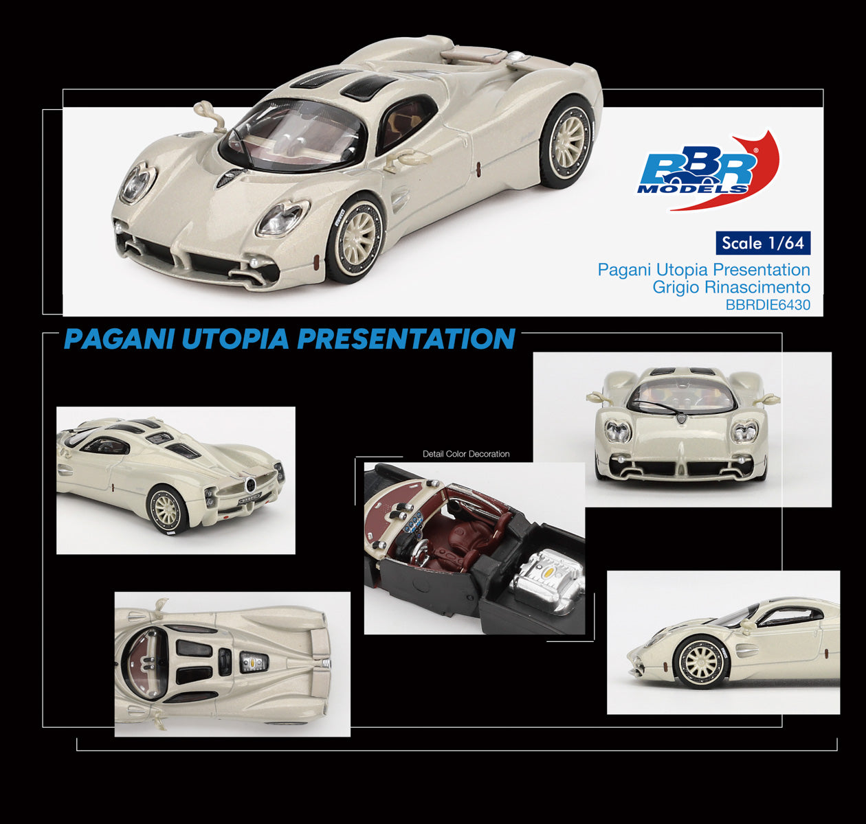 1:64 Pagani Utopia Coupe White Diecast Model Car By LCD Models
