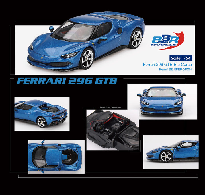 [Preorder] BBR Model 1:64 Ferrari 296 GTB Blu Corsa