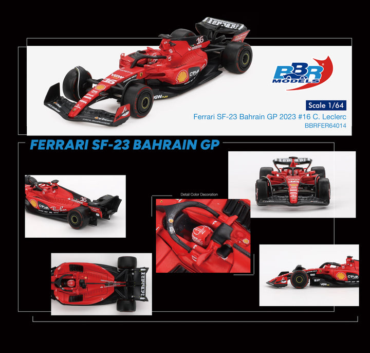 [Preorder] BBR Model 1:64 Ferrari SF23 #16 C. Leclerc 2023 Bahrain GP