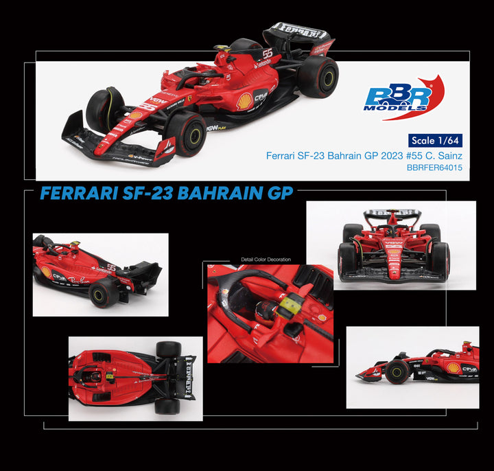 [Preorder] BBR Model 1:64 Ferrari SF23 #55 C. Sainz 2023 Bahrain GP