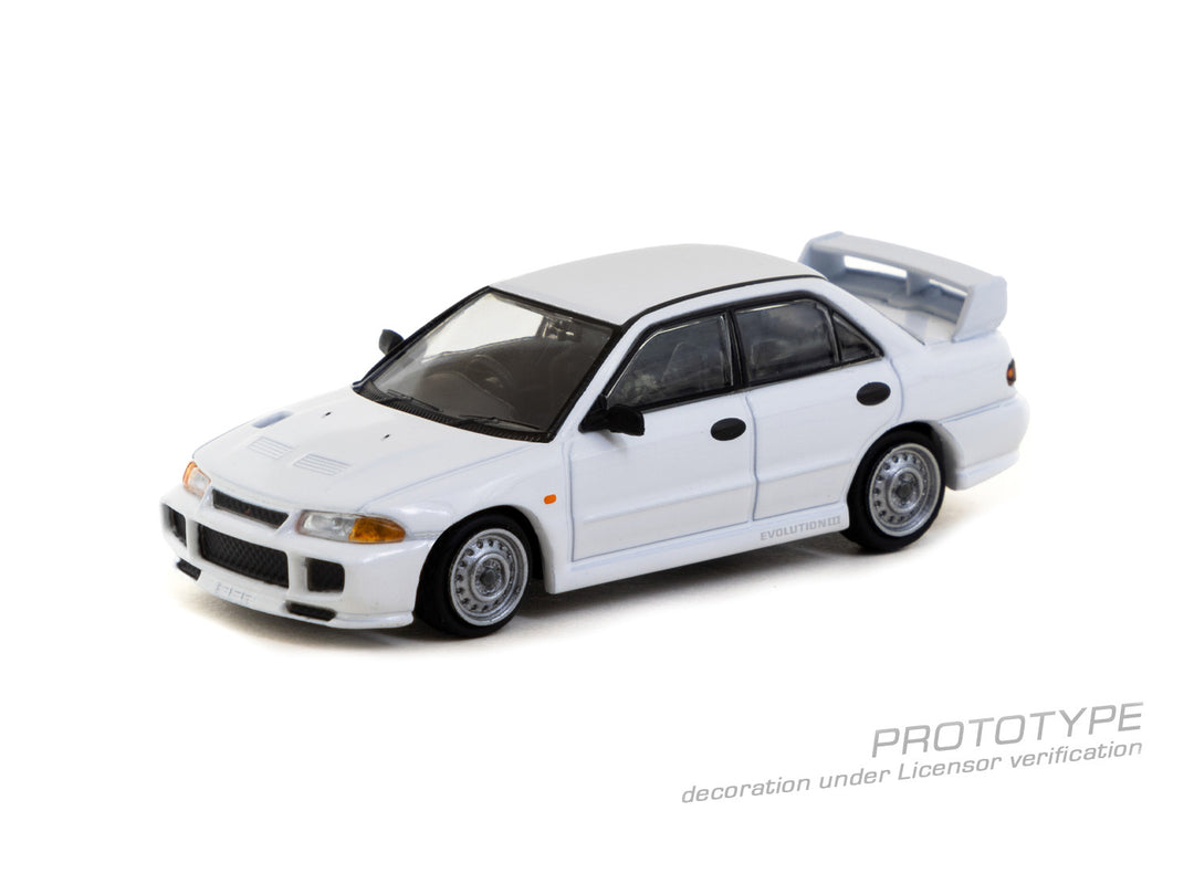 [Preorder] Tarmac Works 1:64 Mitsubishi Lancer RS Evolution III White T64G-050-RS Lamley Special Edition