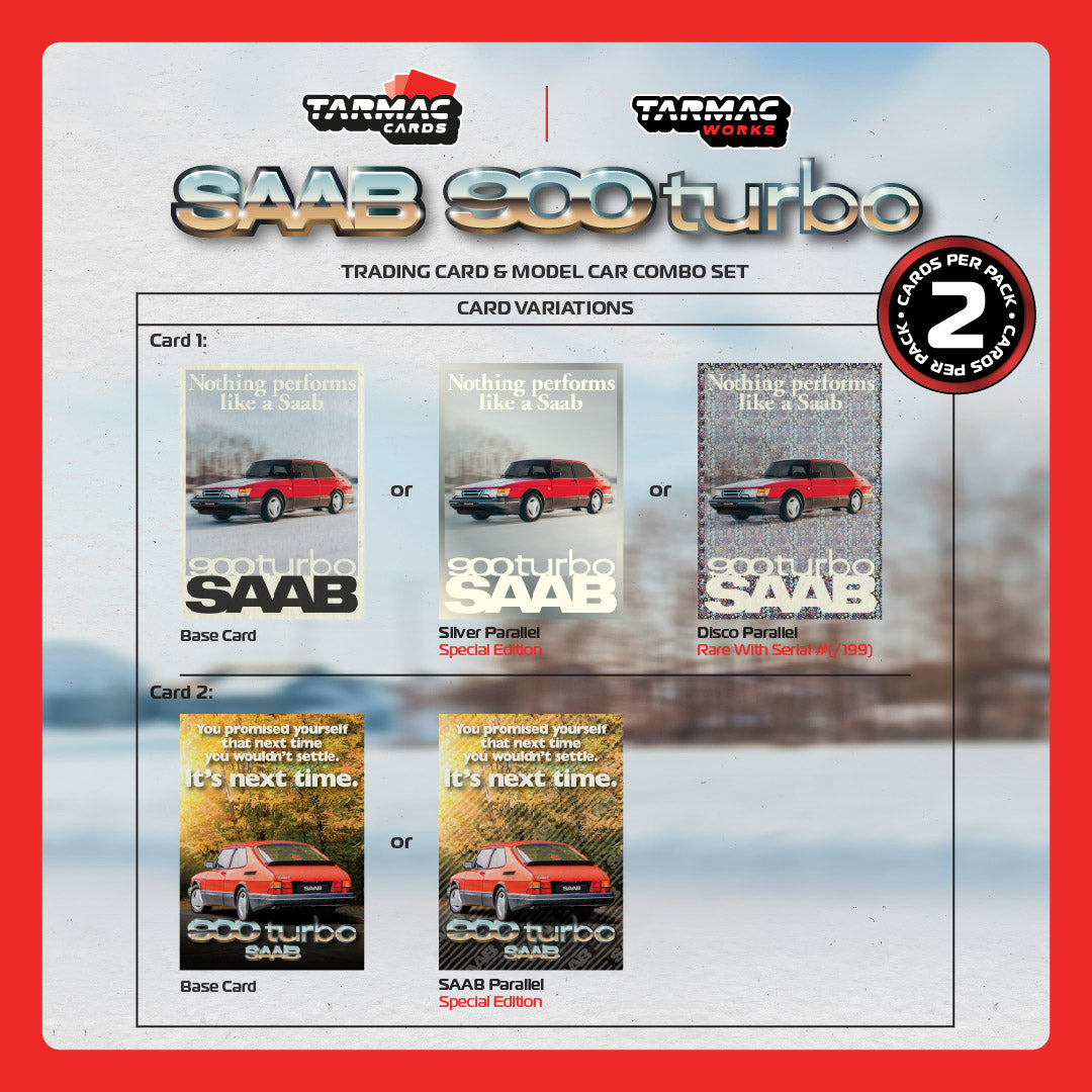 [Preorder] Tarmac Works 1:64 Saab 900 Turbo Red T64G-056-RE (Model Car + Trading Cards Combo Set)