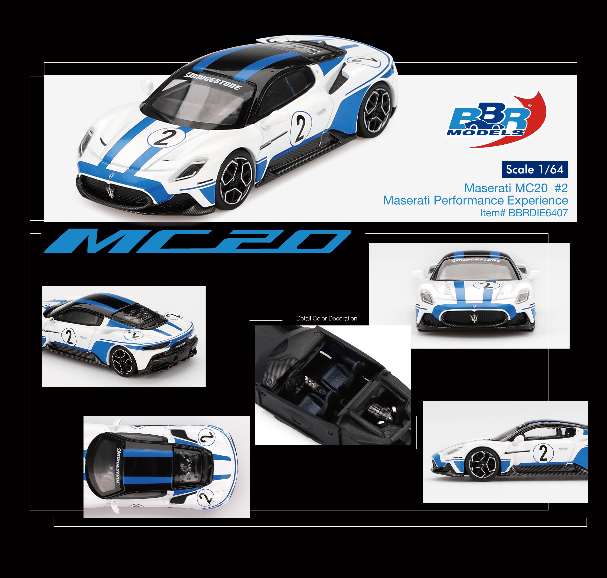 BBR Model 1:64 Maserati MC20 #2 Maserati Performance Experience
