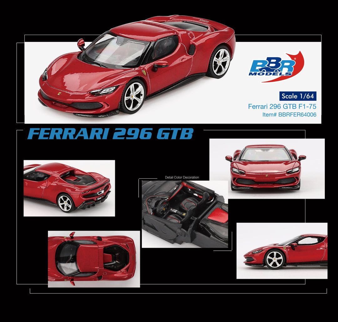 [Preorder] BBR Model 1:64 Ferrari 296 GTB Rosso Imola BBRFER64006