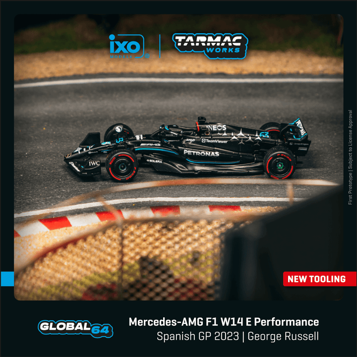 Tarmac Works 1:64 Mercedes-AMG F1 W14 E Performance Spanish Grand Prix 2023 George Russell T64G-F064-GR1