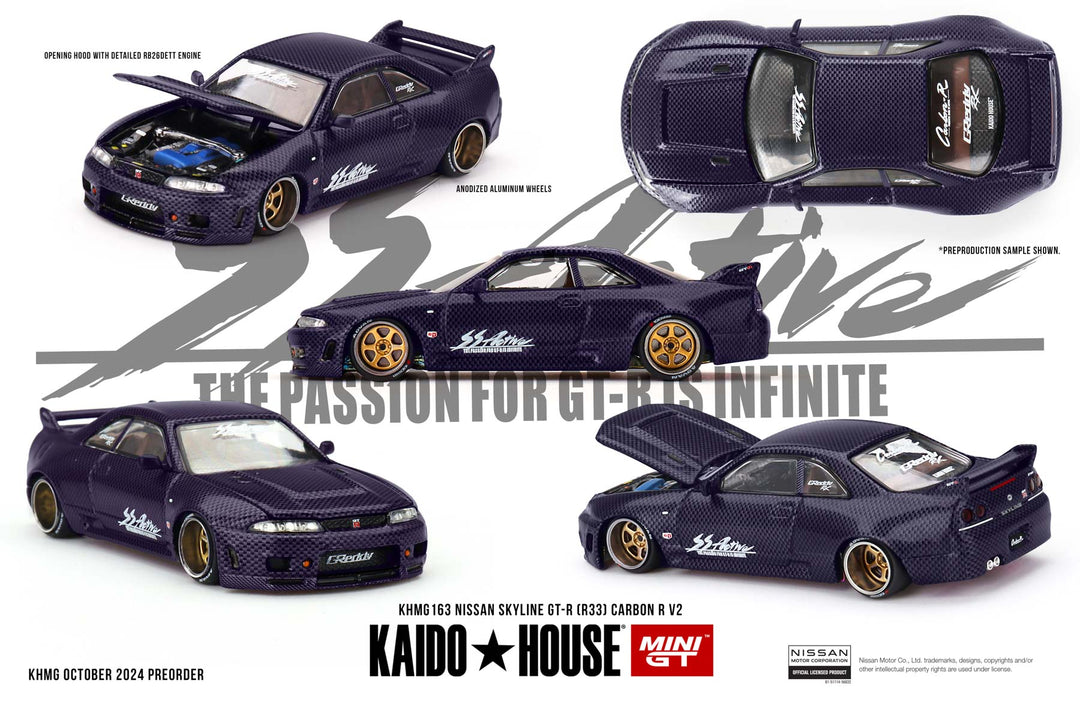 Kaido House + MINI GT Nissan Skyline GT-R (R33) Active Carbon R V2 KHMG163