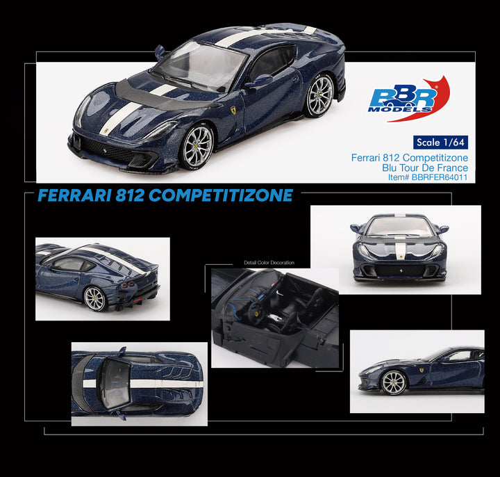 [Preorder] BBR Model 1:64 Ferrari 812 Competitizone Blu Tour De France BBRFER64011