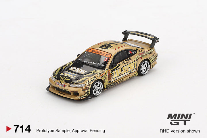 Mini GT 1:64 Mini GT 1:64 Nissan Silvia (S15) Top Secret D1GP- Gold MGT00714-BL