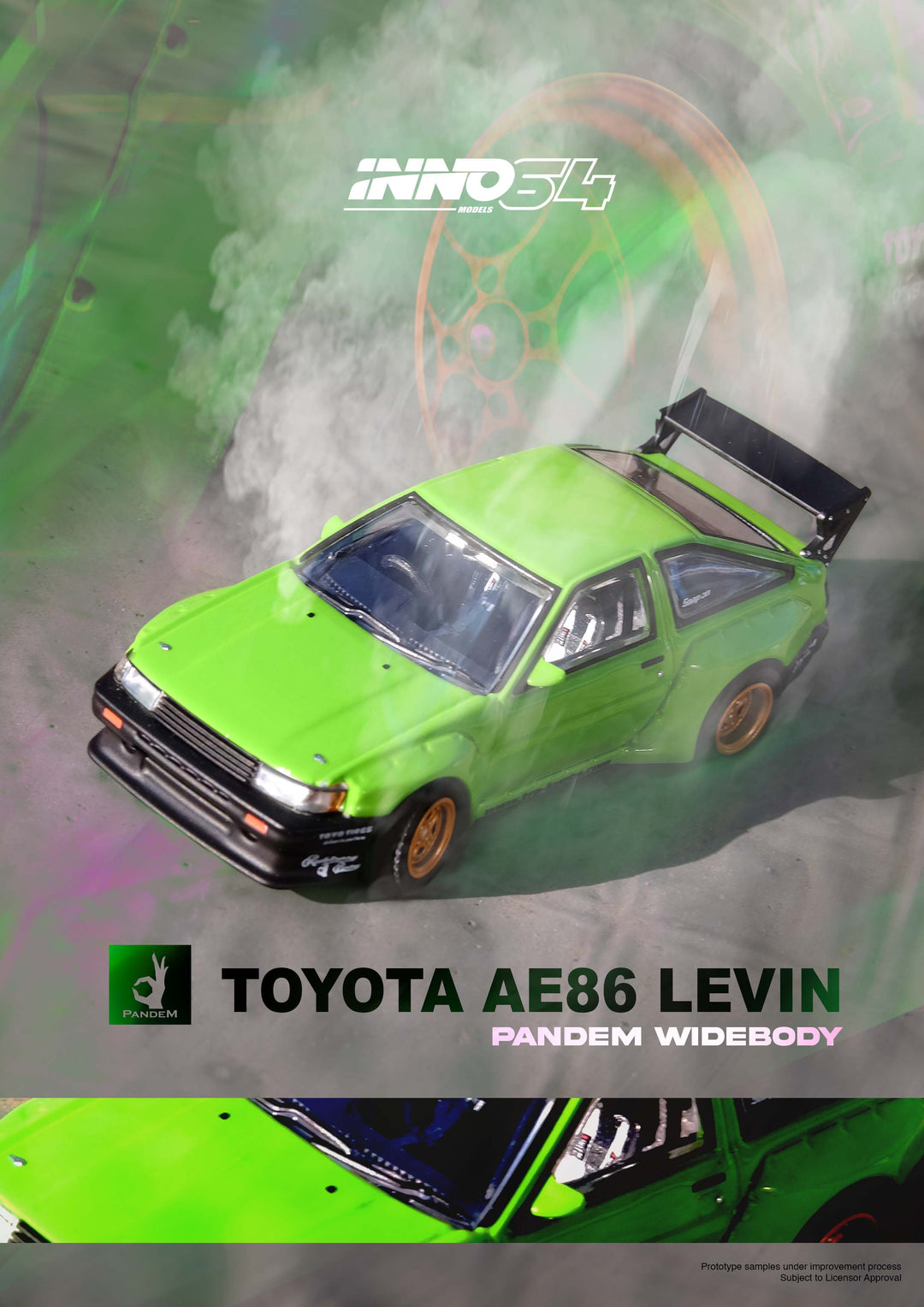 Inno64 1:64 TOYOTA AE86 Levin "PANDEM ROCKET BUNNY" Green IN64-AE86PL-GRN