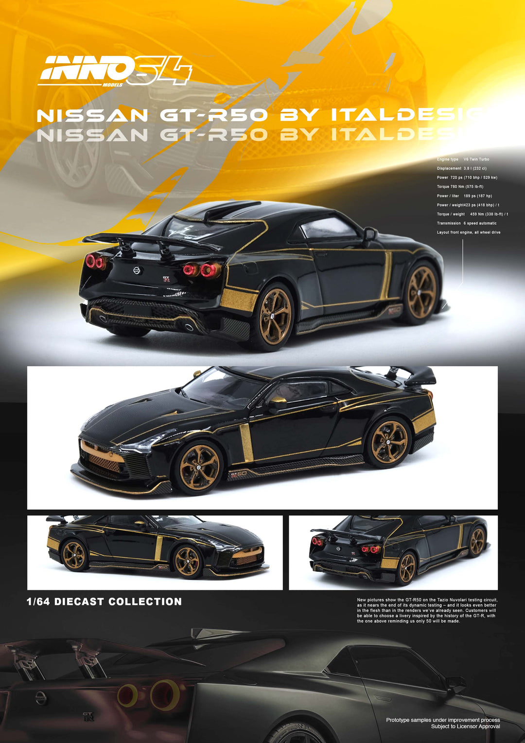 [Preorder] Inno64 1:64 NISSAN GT-R50 By ITALDESIGN Black IN64-R50-BLK